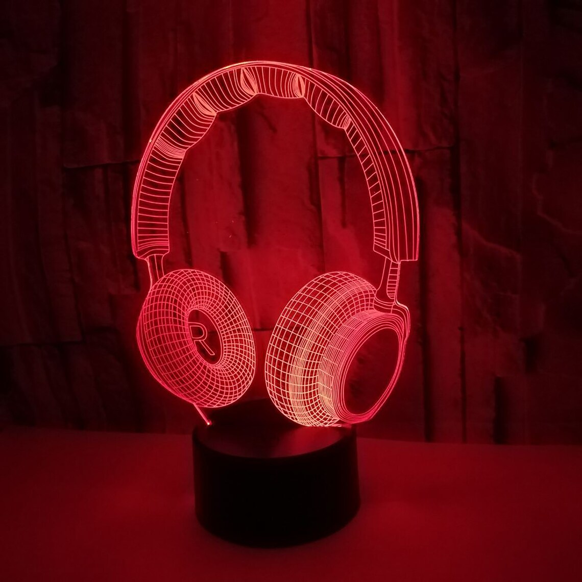 Headset Night Light Headphone Light Bedside Lamp Acrylic Etsy