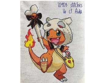 Halloween Charmander Cross Stitch Pattern