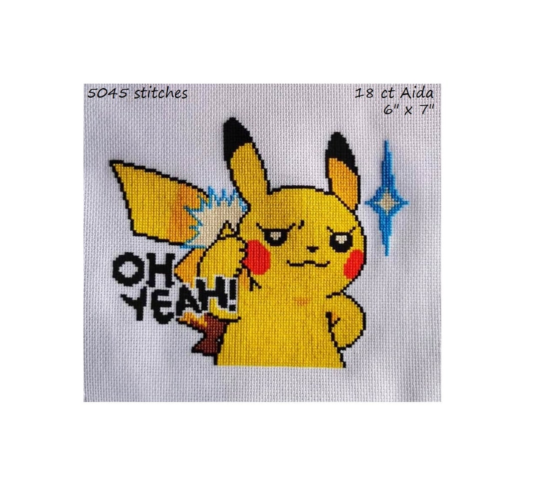 I'm sorta new at this but I did a pikachu cross stitch based on a