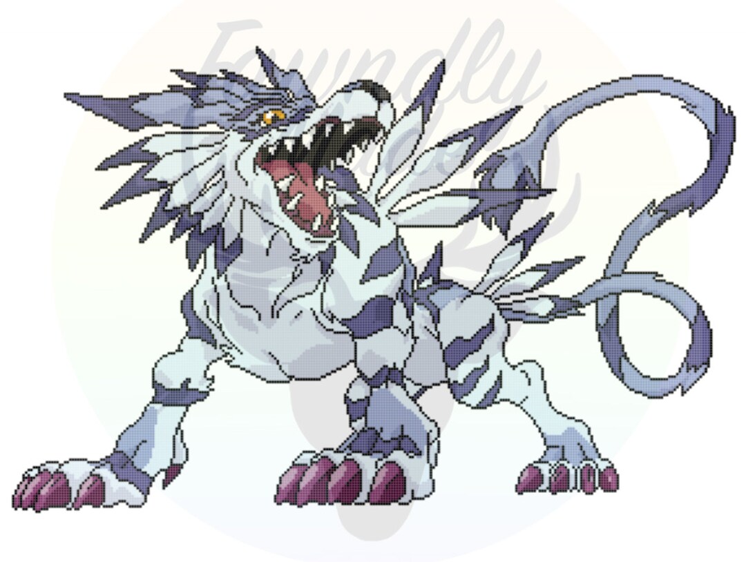 Garurumon Cross Stitch Pattern - Etsy