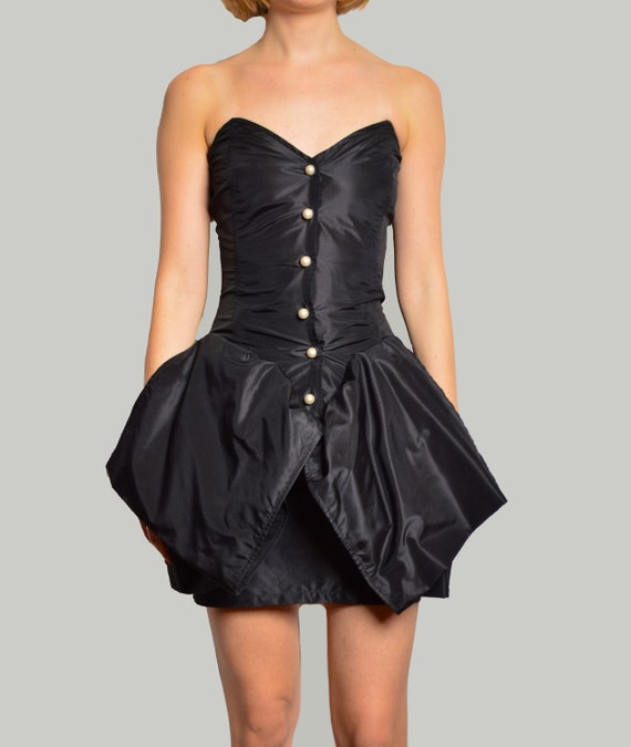 EMANUEL UNGARO strapless black cocktail dress