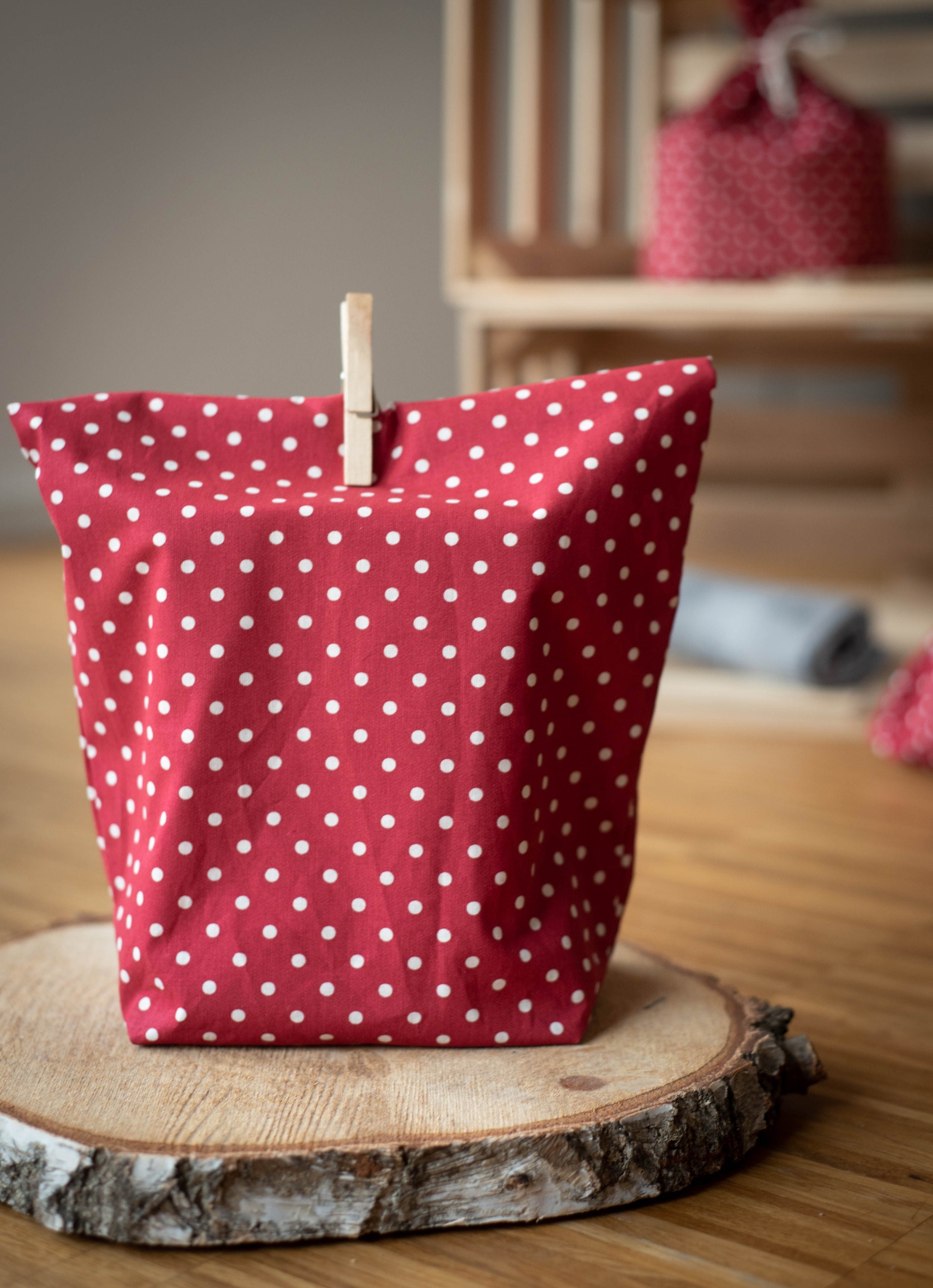 Sustainable Gift Wrapping / Bag Made of Fabric red With Dots Etsy UK