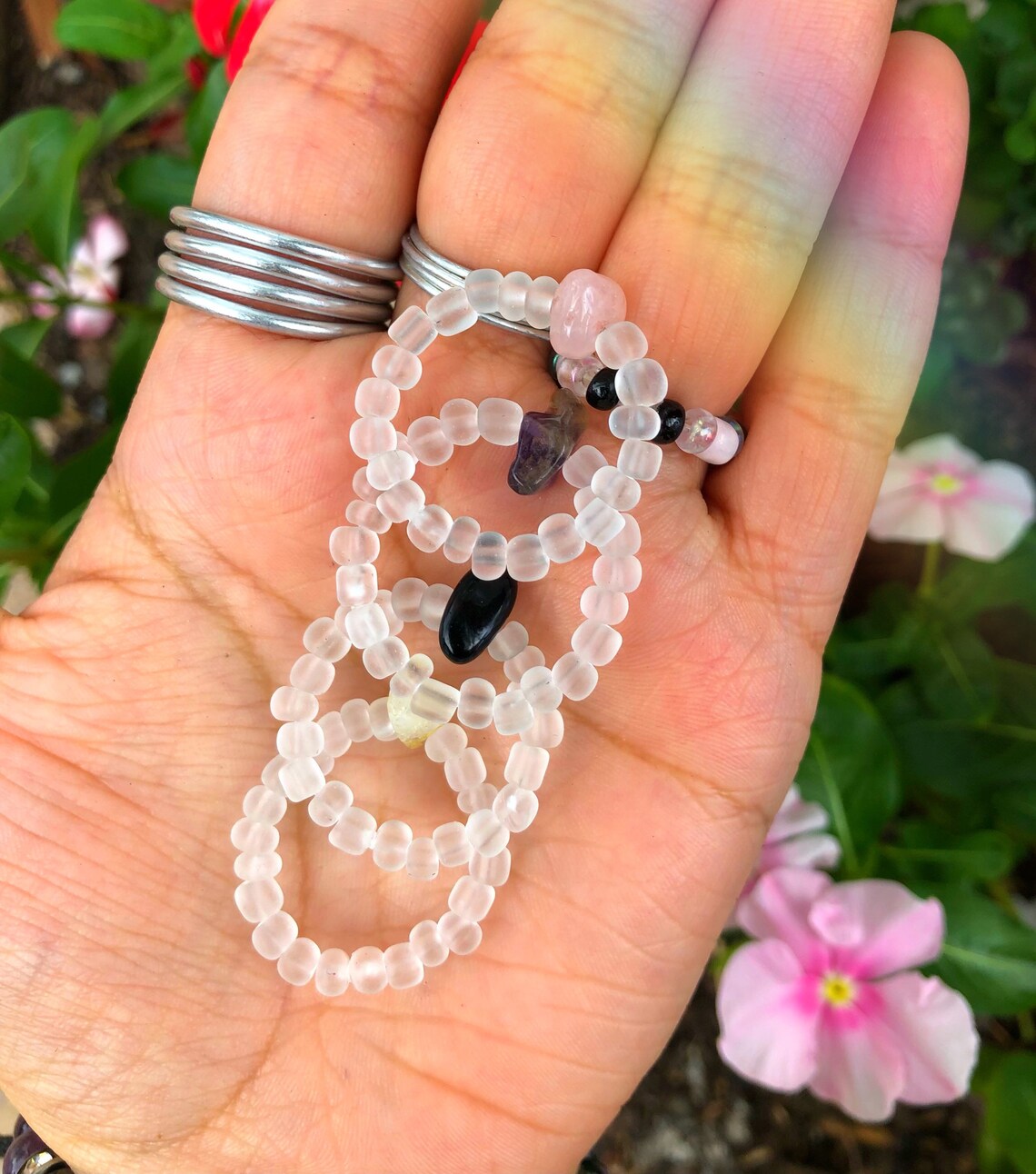 Crystal Ring Crystal Beaded Ring Gemstone Ring Stone Etsy