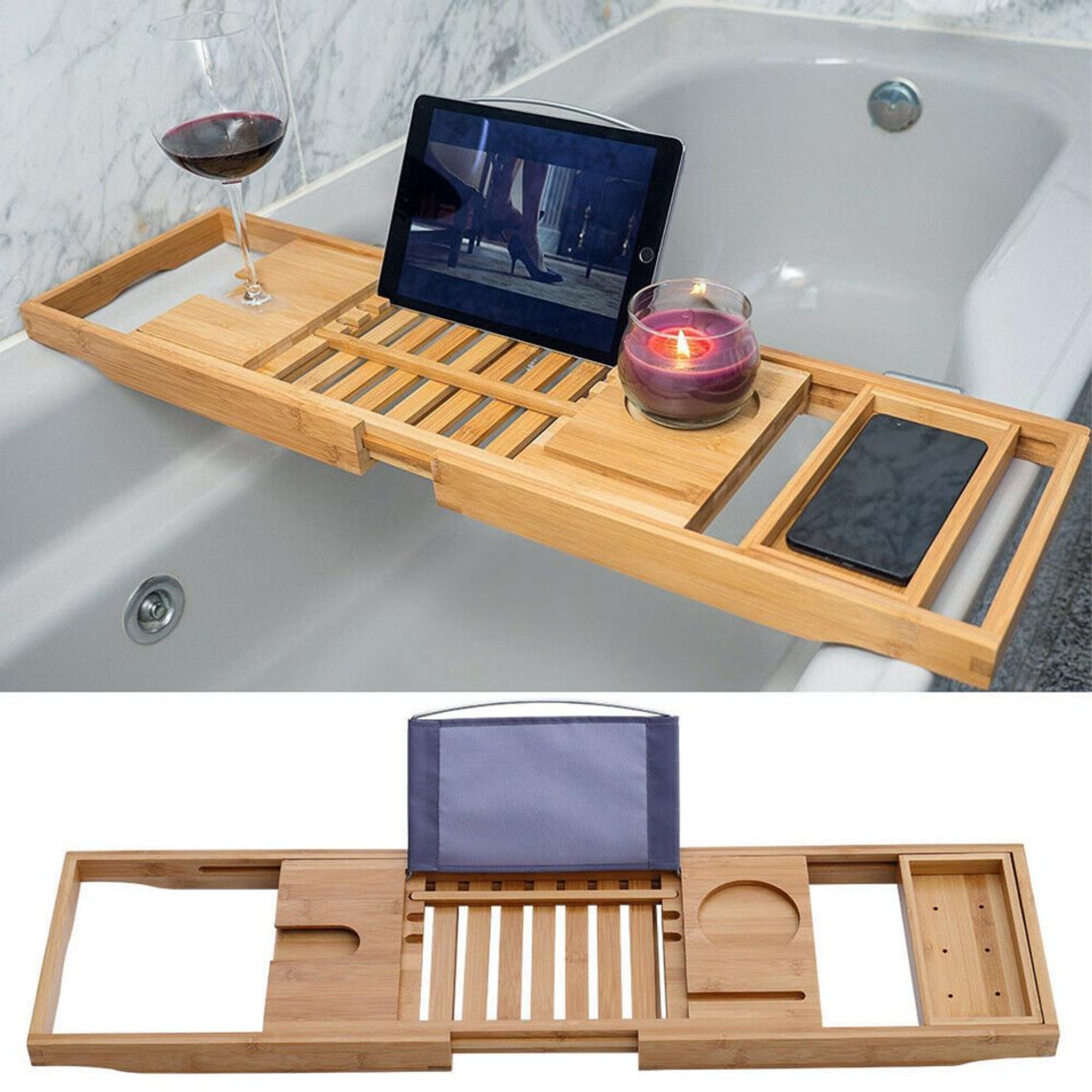 Adjustable Wooden Bath Tray/Caddy Oak And Bamboo Etsy