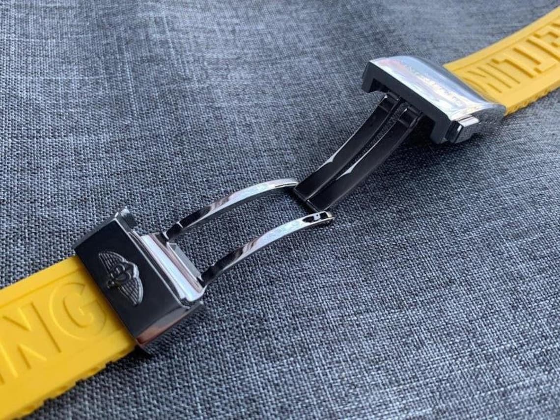 22mm Breitling Yellow Rubber Strap Band Bracelet With Etsy