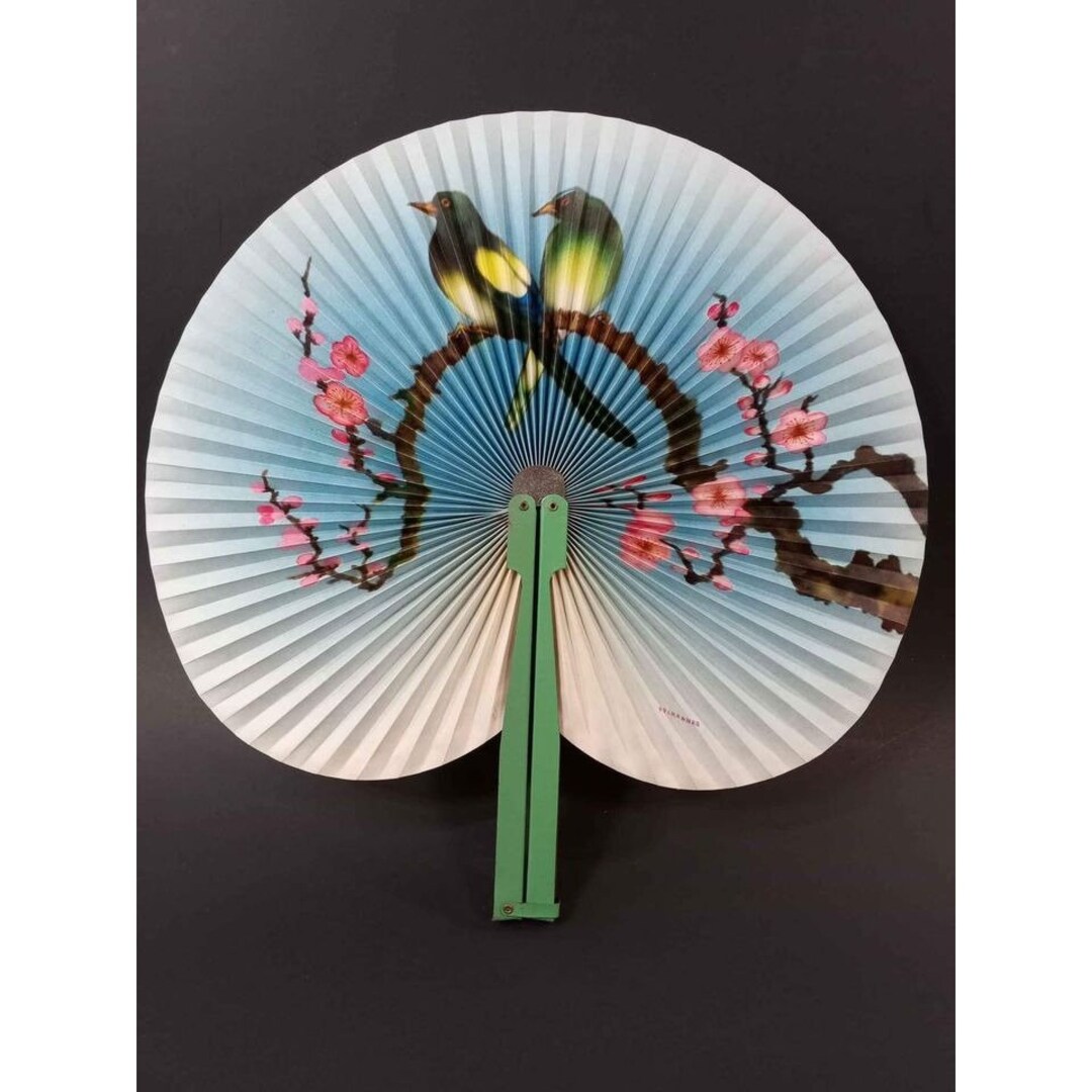 Vintage Chinese Asian Folding Fan Metal Handle Birds Cherry Blossoms 10 Etsy