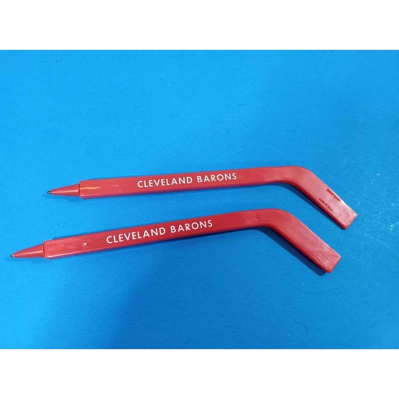 TWO Vintage 1970s Cleveland Barons Souvenir Hockey Stick Pens NHL Made