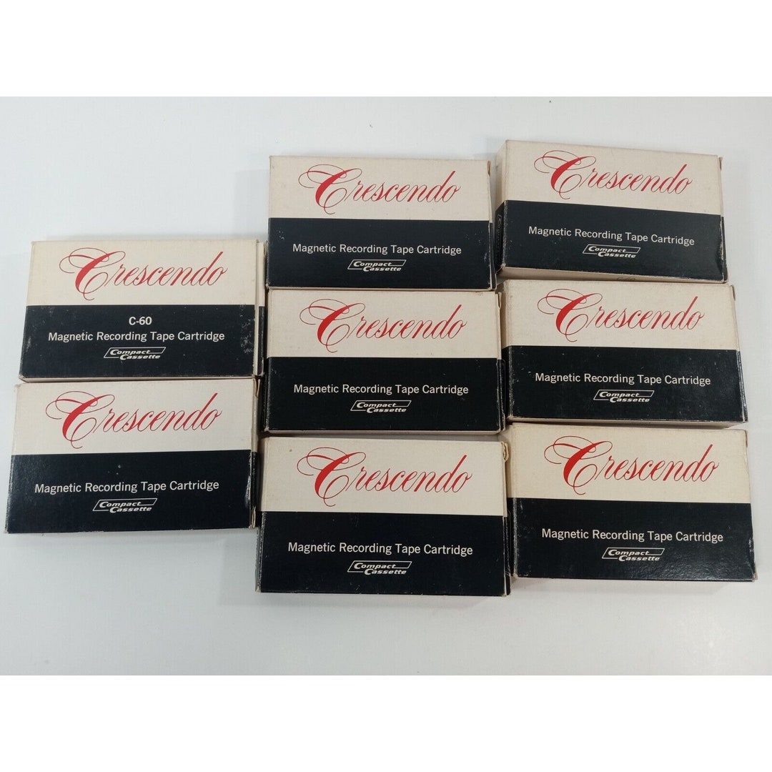 Lot of 8 Vintage Crescendo Early 1970s Blank Cassette Tapes W/cardboard