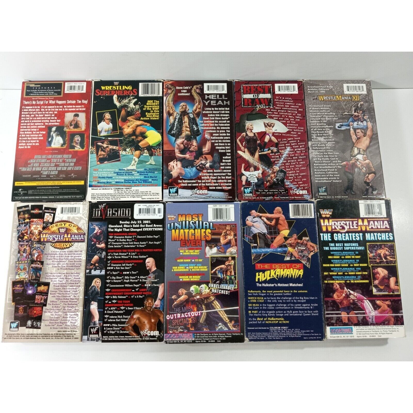 Lot of 10 WWF WWE Wrestling VHS Tapes Stone Cold Hulk Hogan Etsy
