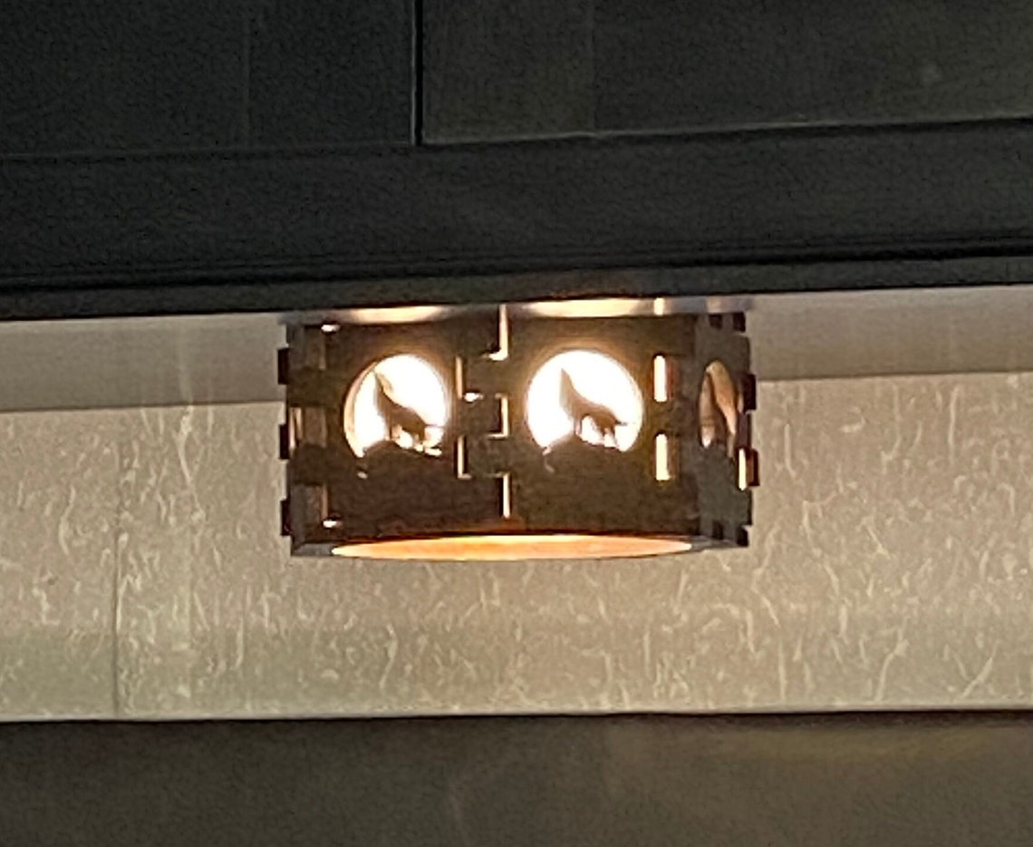 RV Wolf Wooden Lamp Shade RV Decor RV Camper Accessories Etsy