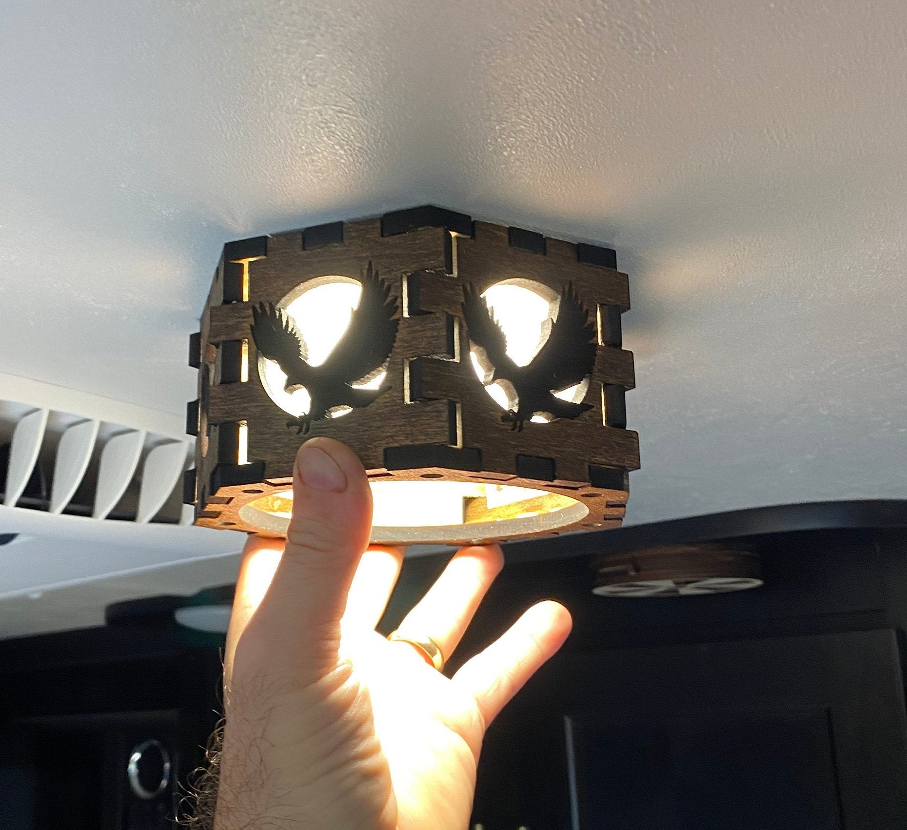 RV Wolf Wooden Lamp Shade for Rectangular Light RV Decor Etsy