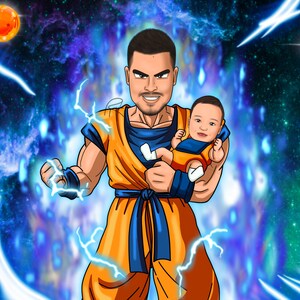 Ritratto personalizzato Dragon Ball Z - Regali per la festa del papà - Ritratto di famiglia - Regalo di anniversario per il fidanzato - Ritratto Anime personalizzato Dbz - Regalo per papà