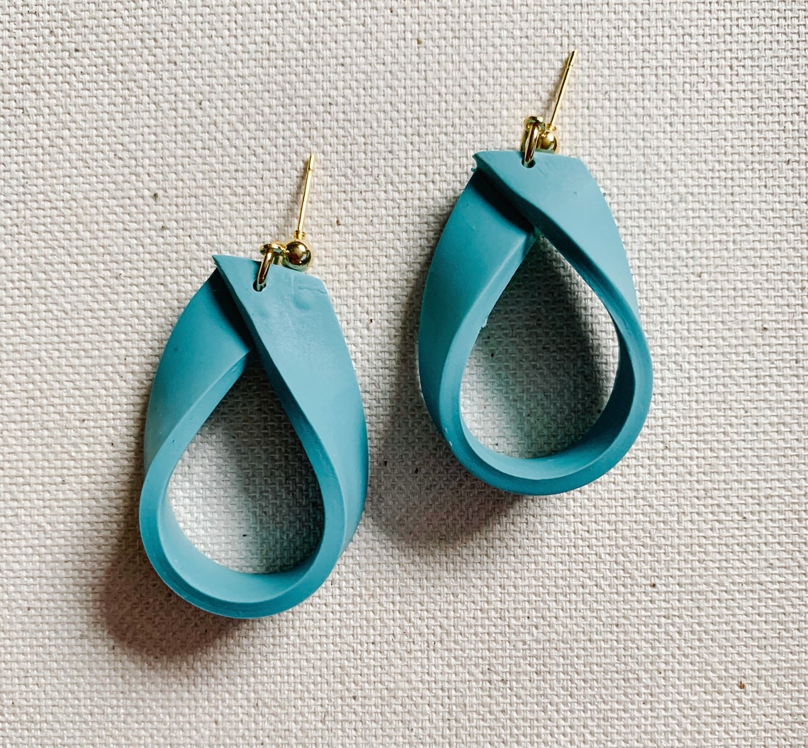 Handmade Ribbon Polymer Clay Earrings Statement Earring Etsy