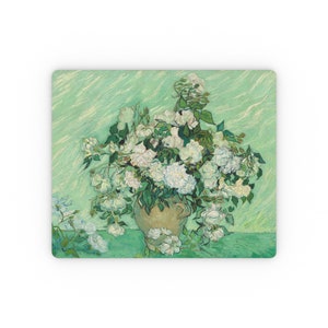 Van Gogh Mouse Pad Roses Artistic Impressionism Aesthetic Flowers Art Print Floral Mousepad Unique Gift Ideas Work from Home Accessory