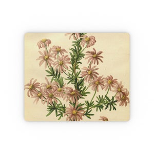 Floral Mouse Pad Vintage Pink Daisies Artistic Aesthetic Flowers Art Print Mousepad Unique Gift Ideas for Her Work from Home Office Desk