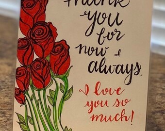 Hand Drawn Mother's Day Card: Roses, Metallic Gel Pen