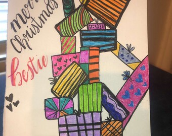 Merry Christmas to My Bestie | Handrawn Christmas Card