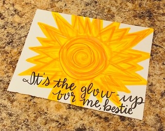 Handmade Glow-Up Postcard: Vibrant Brush Marker Card
