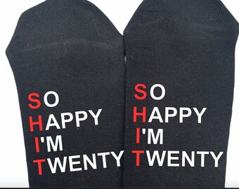 20th Birthday Socks: Funny Novelty Gift