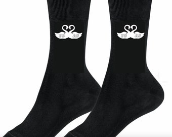 Personalised swan socks / Valentine/anniversary/wedding gift