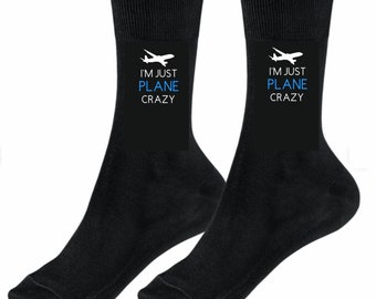 I'm Just Plane Crazy, novelty socks, Birthday gift, Anniversary gift