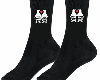 Personalised Penguin Socks/Valentine/Anniversary/Wedding gift