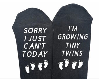 Sorry I Can't Today I'm Growing Tiny Twins, New Mum Gift, Expecting Mum, Baby Shower Gift