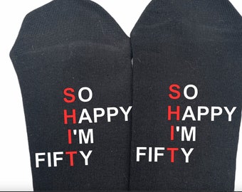 50th Birthday Socks: "So Happy I'm 50" Novelty Gift