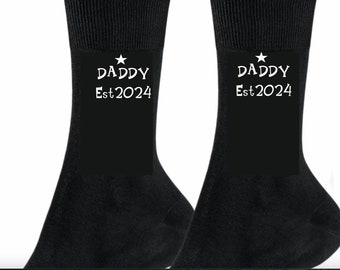 DADDY Est 2024 novelty socks, Fathers day, new daddy