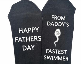 Daddy Fastest Swimmer novelty socks, Fathers Day