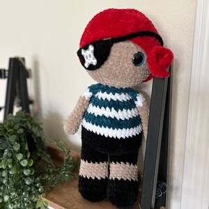 Handmade Small Crochet Stuffed Pirate Plushie Amigurumi