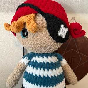 Handmade Large Crochet Stuffed Pirate Plushie