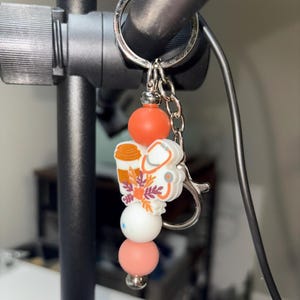 Nurse Stethoscope Keychain | Medical Beaded Key Ring | Healthcare Worker Gift | Nursing Student Accessory | Handmade Bag Charm