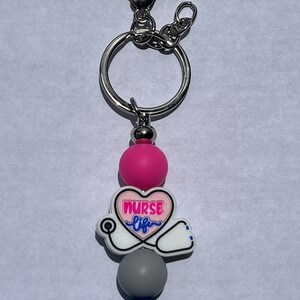 Nurse Life Beaded Keychain: Healthcare Worker Bag Charm