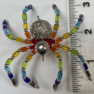 Rainbow Silver Body Beaded Spiders
