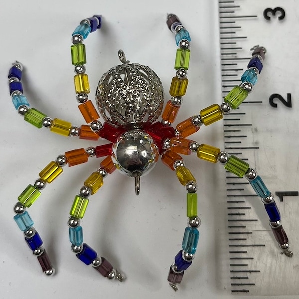 Rainbow Silver Body Beaded Spiders