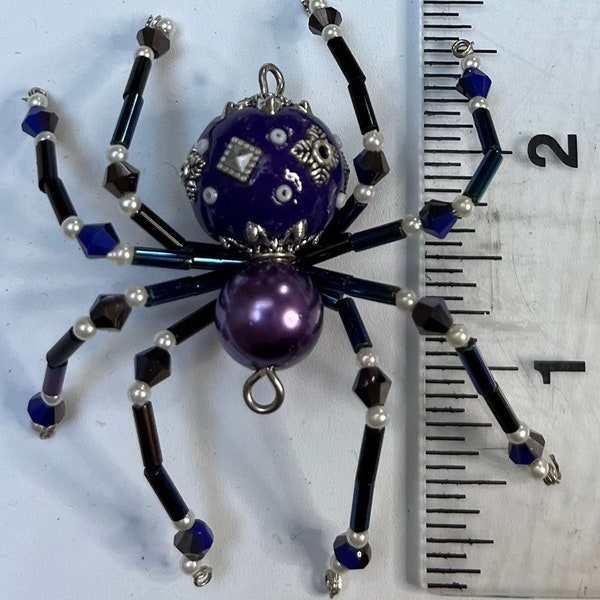 Purple Decorative Beaded Spiders