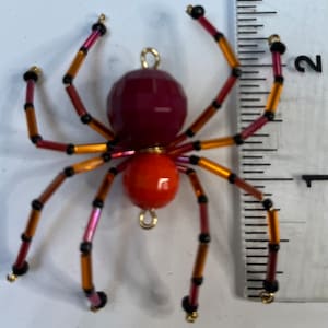 Orange/Maroon/Hot Pink Irresdesent Beaded Spiders