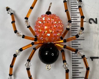 Orange Disco Ball Beaded Spiders