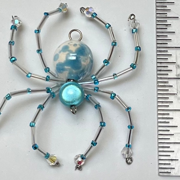 Frozen Blue Beaded Spider