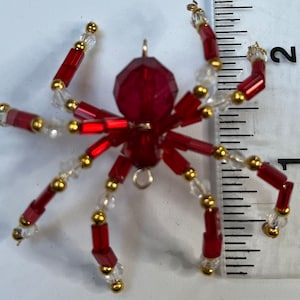 Red Phat with Crystals Beaded Spiders