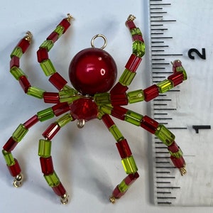 Horton Red and Green Beaded Spiders