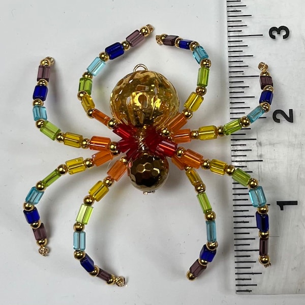Rainbow Large Gold Filagree Beaded Spider