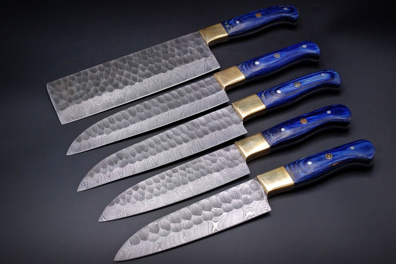 Set of 5 Pcs Hand Forged Damascus steel Chef knife/Kitchen | Etsy