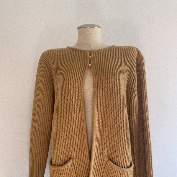 Brown Vintage Cardigan Sweater | Three Button Cardigan | Cable Knit Cardigan | Knit Cardigan
