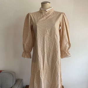 Vintage Puff Sleeve Dress | Long Prairie Dress | High Collar Dress | Maxi Dress | Deadstock Dress | Nightgown Dress | Floral Peasant Dress