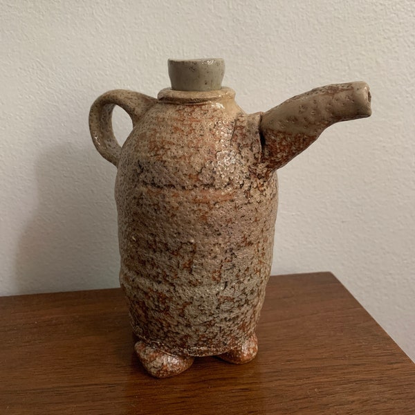 Handmade Clay Pot with Handle and Spout | Clay Tea Pot | Small Pitcher | Small Clay Jar | Clay Container | Glazed Clay Watering Pot