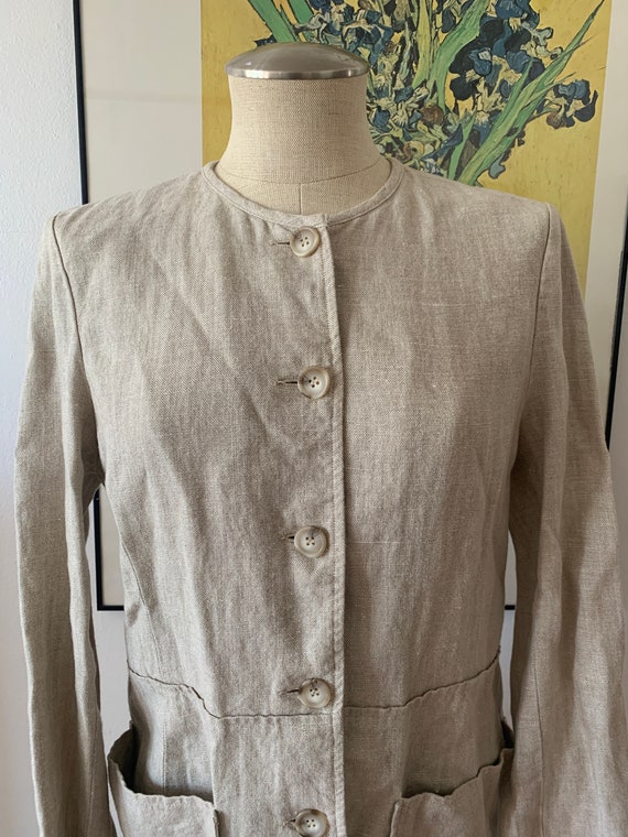 Vintage Canvas Chore Coat Painters Jacket in Cream Worker Jacket
