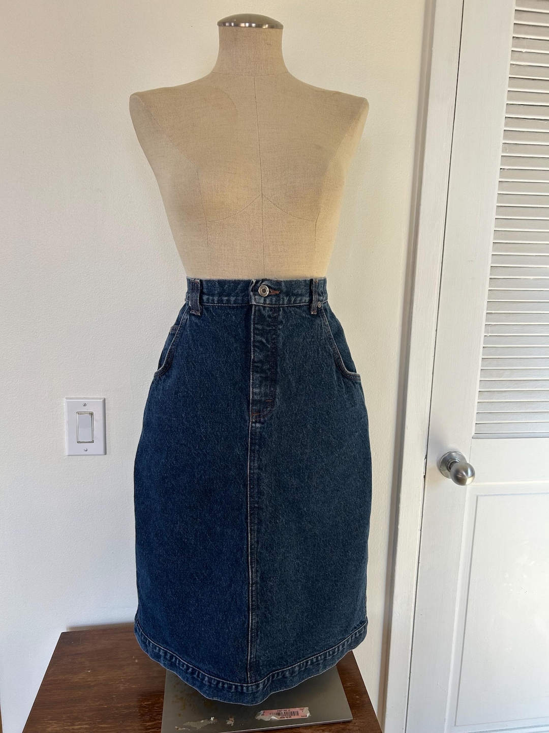 90s Denim Skirt| Vintage High waisted blue jeans skirt