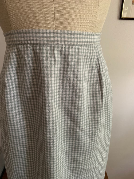 Vintage Gingham Skirt | Light Mint Green and Whit… - image 2